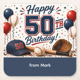 Baseball 50. Geburtstag Danke Rechteckiger Pappuntersetzer
