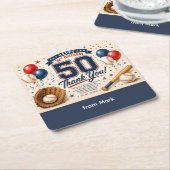 Baseball 50. Geburtstag Danke Rechteckiger Pappuntersetzer (angewinkelt)