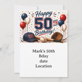 Baseball 50. Geburtstag Einladung