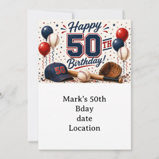 Baseball 50. Geburtstag Einladung