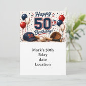 Baseball 50. Geburtstag Einladung (Stehend Vorderseite)