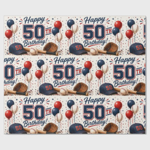 Baseball 50. Geburtstag  Geschenkpapier