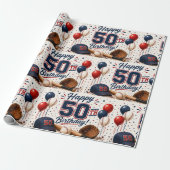 Baseball 50. Geburtstag Geschenkpapier (Ungerollt)
