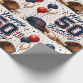 Baseball 50. Geburtstag Geschenkpapier (Ecke)