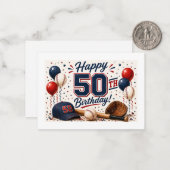 Baseball 50. Geburtstag Mitteilungskarte (Vorderseite/Rückseite Beispiel)