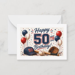 Baseball 50. Geburtstag Mitteilungskarte