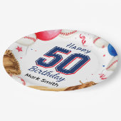 Baseball 50. Geburtstag Pappteller (Schrägansicht)