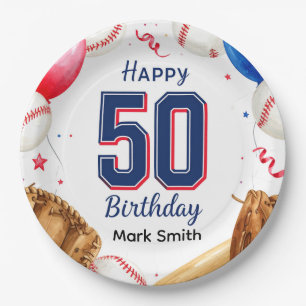Baseball 50. Geburtstag  Pappteller