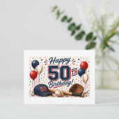 Baseball 50. Geburtstag  Postkarte (Stehend Vorderseite)