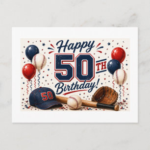 Baseball 50. Geburtstag Postkarte