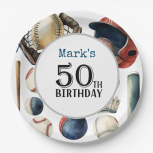 Baseball 50. Geburtstagsparty Pappteller