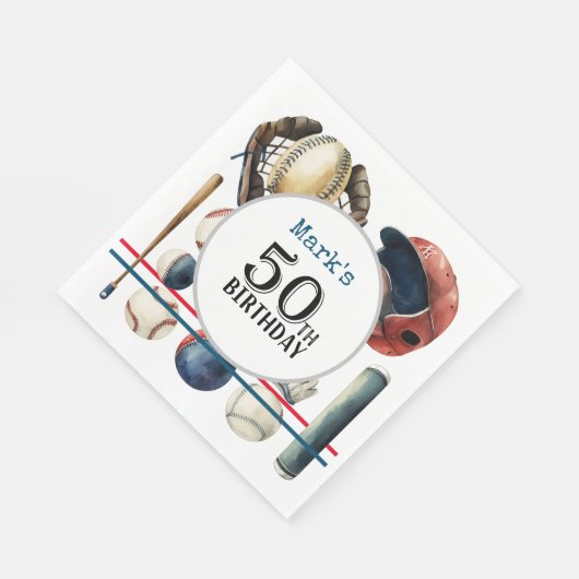 Baseball 50. Geburtstagsparty Serviette (Ecke)