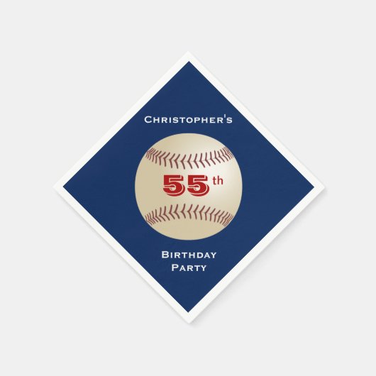 Baseball 55. Geburtstagsparty, Name, Diamantenpapi Serviette (Ecke)