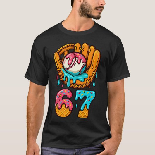 Baseball 67 Eis Drip 67 Six Seven Meme 67. Geburts T-Shirt (Vorderseite)