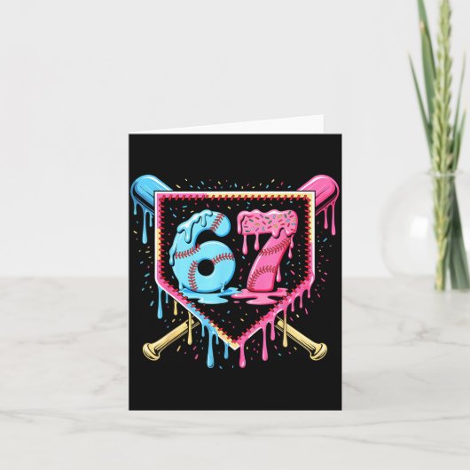 Baseball 67 Eis Drip Lustig Six Seven Meme Bo Karte (Vorderseite)