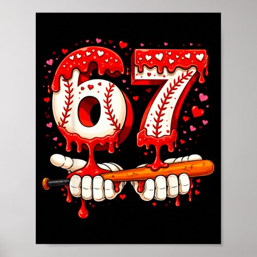 Baseball 67 Eis Drip Six Seven Jungen Spaß Meme Poster (Vorne)