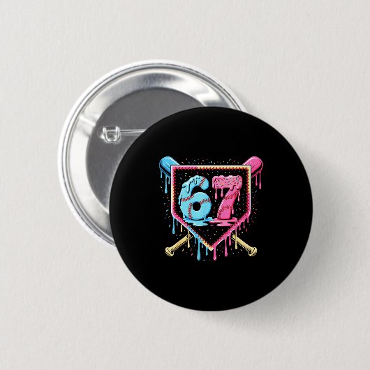 Baseball 67 Ice Cream Drip Funny Six Seven Meme Bo Button (Vorne & Hinten)