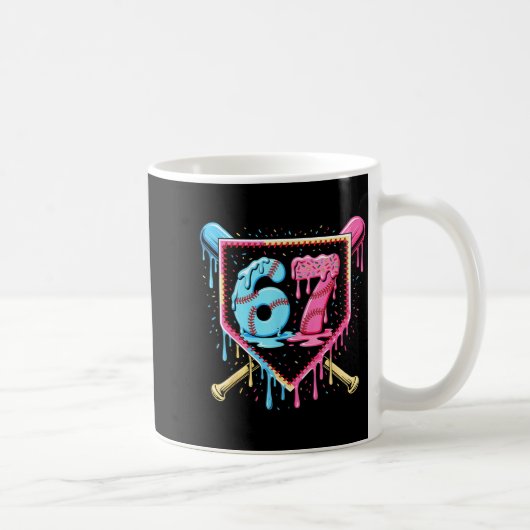 Baseball 67 Ice Cream Drip Funny Six Seven Meme Bo Kaffeetasse (Rechts)