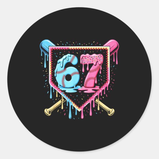 Baseball 67 Ice Cream Drip Funny Six Seven Meme Bo Runder Aufkleber (Vorderseite)