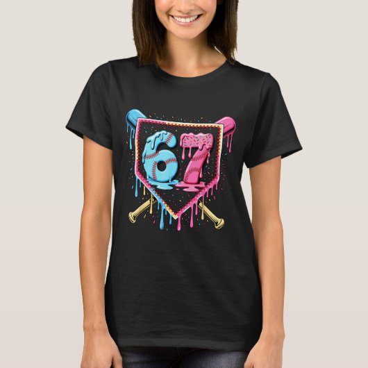Baseball 67 Ice Cream Drip Funny Six Seven Meme Bo T-Shirt (Vorderseite)