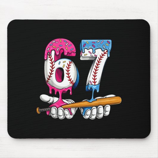 Baseball 67 Ice Cream Drip Six Seven Boys Funny Me Mousepad (Vorne)