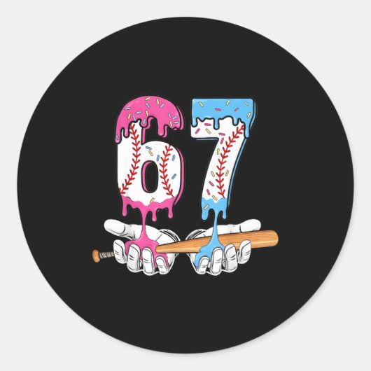 Baseball 67 Ice Cream Drip Six Seven Boys Funny Me Runder Aufkleber (Vorderseite)