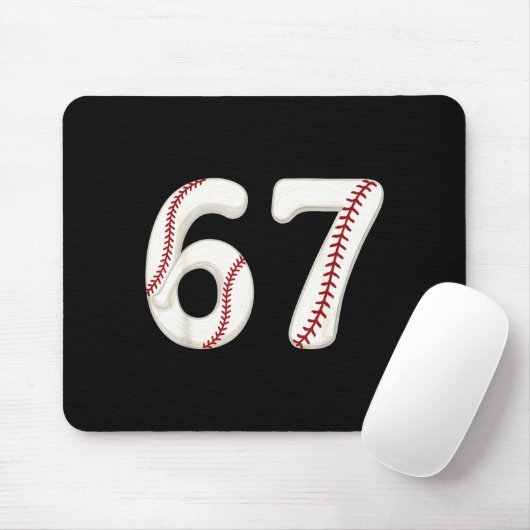 Baseball 67 Number Funny Six Seven Gen Alpha Meme Mousepad (Mit Mouse)