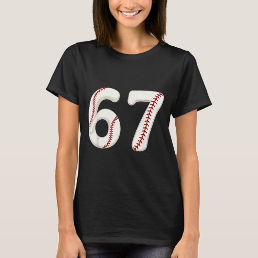 Baseball 67 Number Funny Six Seven Gen Alpha Meme  T-Shirt (Vorderseite)