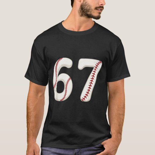 Baseball 67 Number Funny Six Seven Gen Alpha Meme  T-Shirt (Vorderseite)