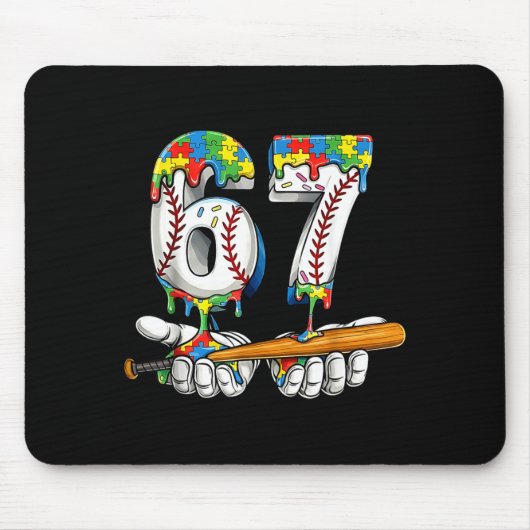 Baseball 67 Puzzle Drip Six Seven Meme Jungen Auti Mousepad (Vorne)