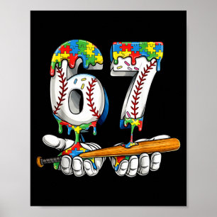 Baseball 67 Puzzle Drip Six Seven Meme Jungen Auti Poster