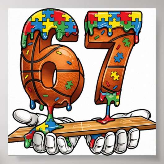 Baseball 67 Puzzle Drip Six Seven Meme Jungen Auti Poster (Vorne)