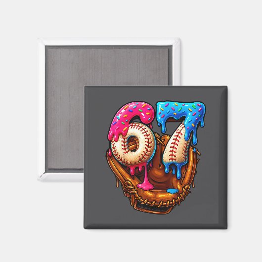 Baseball 67 Six Seven Funny 6 7 Meme Gen Alpha Mem Magnet (Vorderseite/Rückseite)