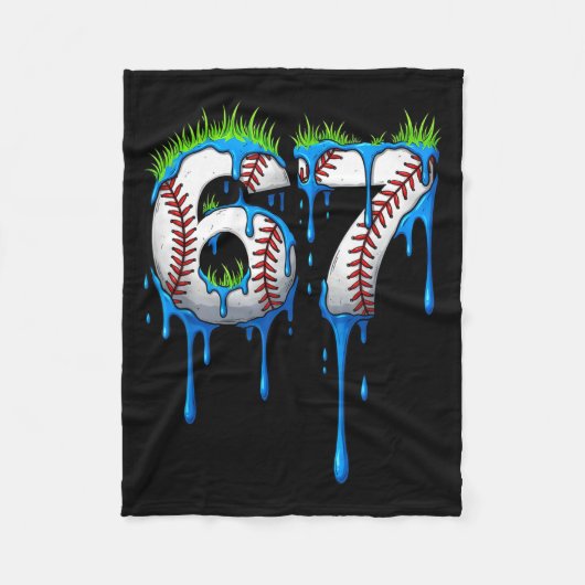 Baseball 67 Six Seven Funny Gen Alpha Meme Blue Dr Fleecedecke (Vorderseite)