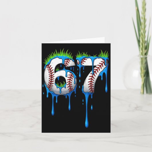 Baseball 67 Six Seven Funny Gen Alpha Meme Blue Dr Karte (Vorderseite)