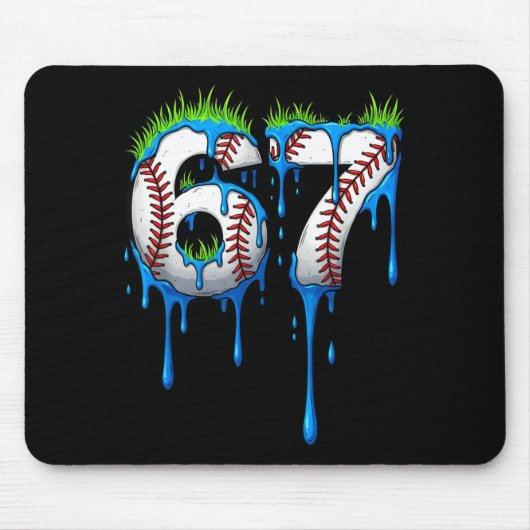 Baseball 67 Six Seven Funny Gen Alpha Meme Blue Dr Mousepad (Vorne)