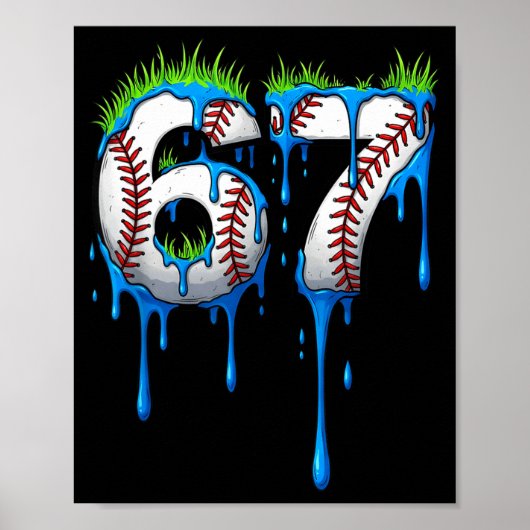 Baseball 67 Six Seven Funny Gen Alpha Meme Blue Dr Poster (Vorne)