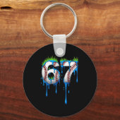 Baseball 67 Six Seven Funny Gen Alpha Meme Blue Dr Schlüsselanhänger (Vorderseite)