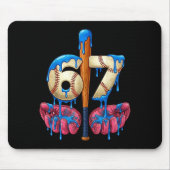 Baseball 67 Six Seven Funny Gen Alpha Meme Drip Mousepad (Vorne)