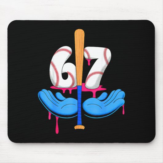 Baseball 67 Six Seven Gen Alpha Meme Drip Mousepad (Vorne)