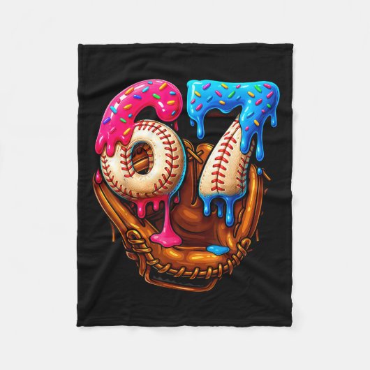 Baseball 67 Six Seven Lustig 6 7 Meme Gen Alpha Me Fleecedecke (Vorderseite)