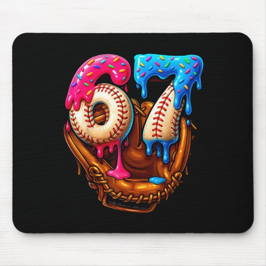 Baseball 67 Six Seven Lustig 6 7 Meme Gen Alpha Me Mousepad (Vorne)