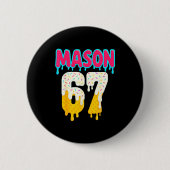 Baseball 6 7 Ice Cream Drip Number 67 Funny Six Se Button (Vorderseite)