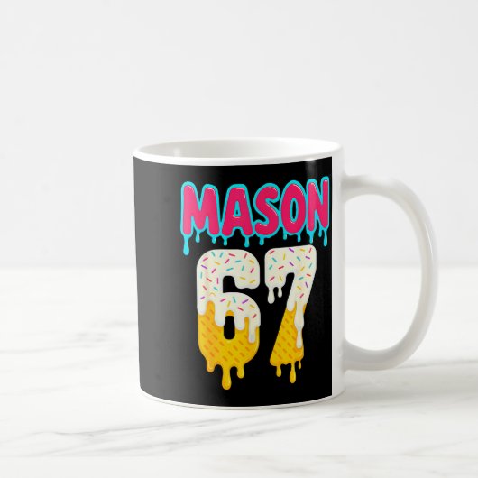 Baseball 6 7 Ice Cream Drip Number 67 Funny Six Se Kaffeetasse (Rechts)