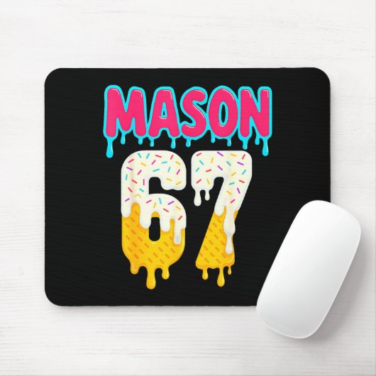 Baseball 6 7 Ice Cream Drip Number 67 Funny Six Se Mousepad (Mit Mouse)
