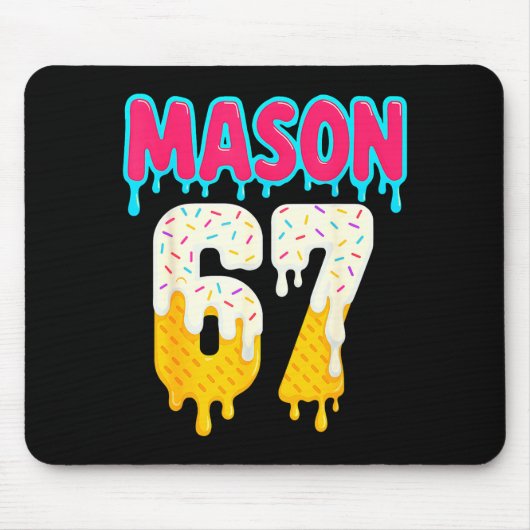 Baseball 6 7 Ice Cream Drip Number 67 Funny Six Se Mousepad (Vorne)