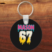 Baseball 6 7 Ice Cream Drip Number 67 Funny Six Se Schlüsselanhänger (Vorderseite)