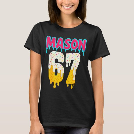 Baseball 6 7 Ice Cream Drip Number 67 Funny Six Se T-Shirt (Vorderseite)