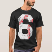 Baseball 6 Jersey-Nummer T-Shirt (Vorderseite)