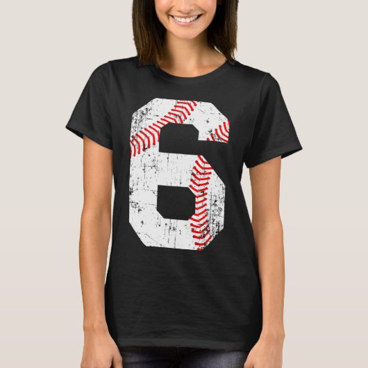 Baseball 6 Trikotnummer T-Shirt (Vorderseite)